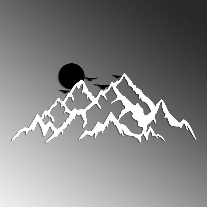 Wallity Full Mount And Mountain - 6 Escultura de Pared en Blanco y Negro